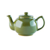 olive green 6 cup teapot on white background 