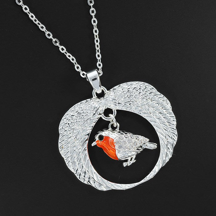 Robins Appear Angel Wings Silver Plated Necklace