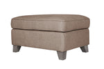 Biscuit-colored footstool ottoman furniture in linen-look fabric