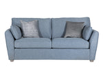 Sofa Bed Blue with decorative cushions