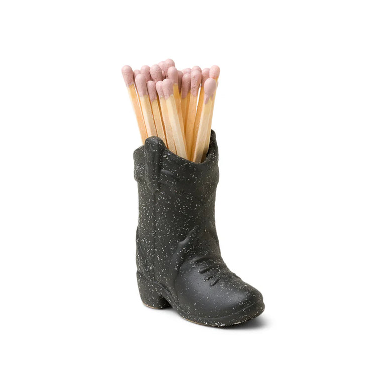 Nashville Ceramic Cowboy Boot Match Holder Black