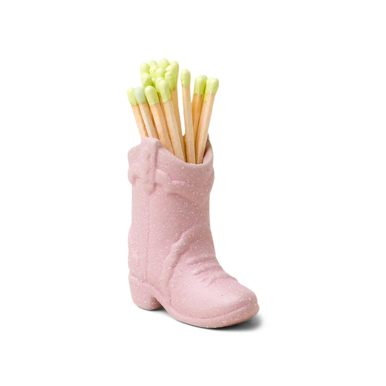 Nashville Ceramic Cowboy Boot Match Holder Pink