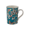 hummingbird floral teal mug in white background 