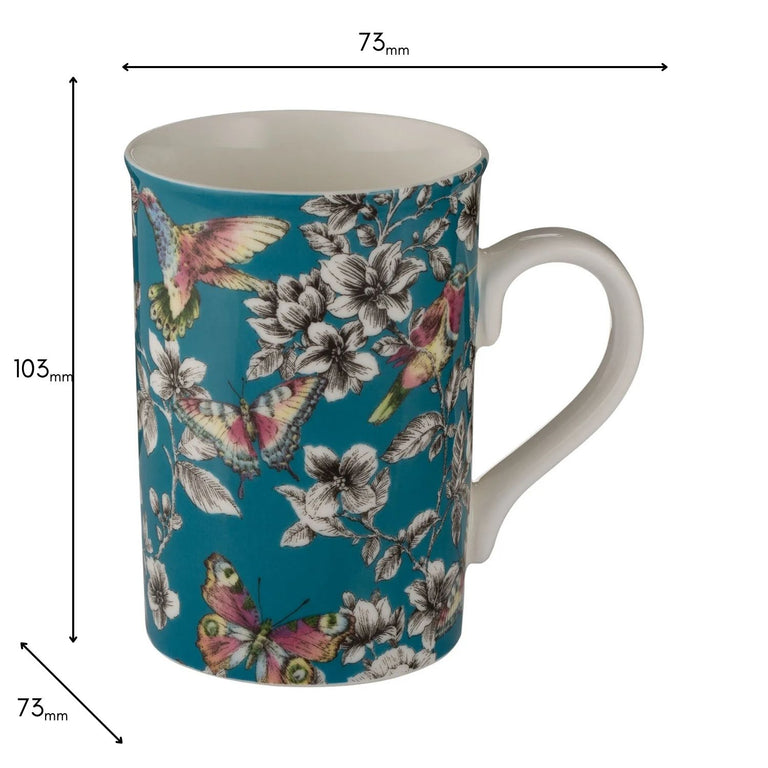 Hummingbird Floral Teal 300ml Fine China Mug – Price & Kensington