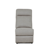 Armless sectional couch in grey fabric.
