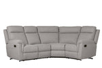 Fabric Grey corner couch with recliner and lumbar support.
