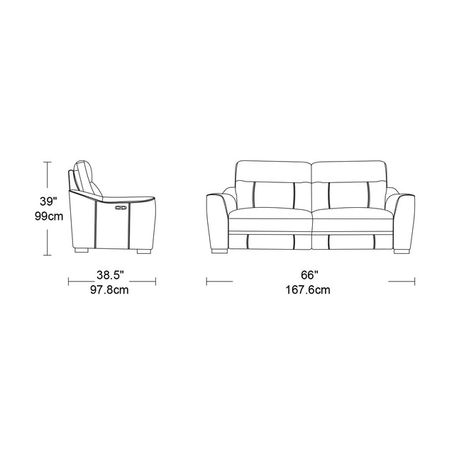 Savona 2 Seater Sofa Vegan Leather Power Recliner