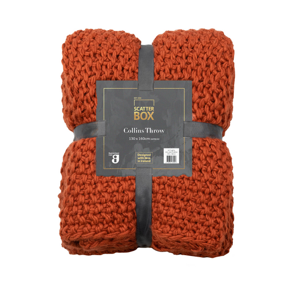 Snuggle up in luxury with the Collins Copper Chunky Knit Throw.