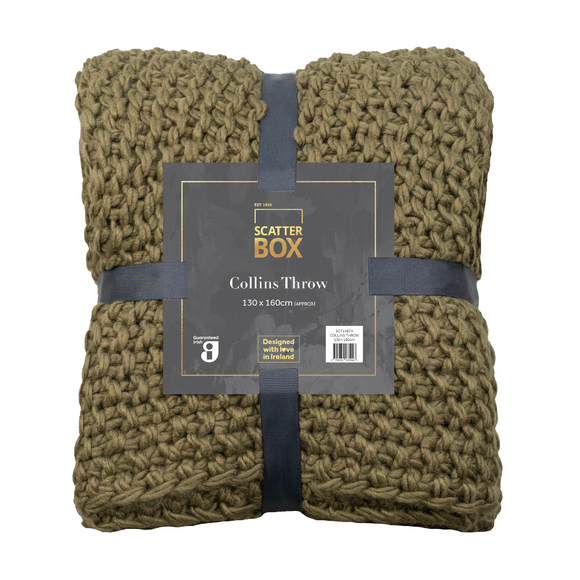 Snuggle up in style with the Collins Green Chunky Knit Throw.