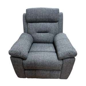 Taranto Manual Recliner Chair in Grey Linen Fabric, showcasing its sleek and modern design.