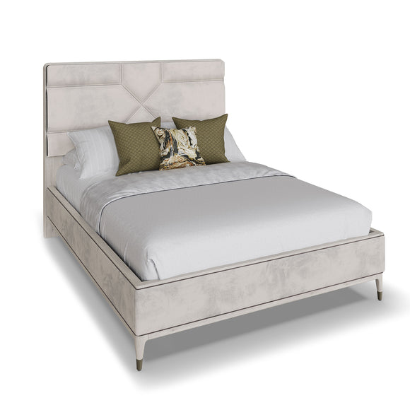 Diletta King Size Bed in Stone Sand Velvet: Luxurious and Comfortable