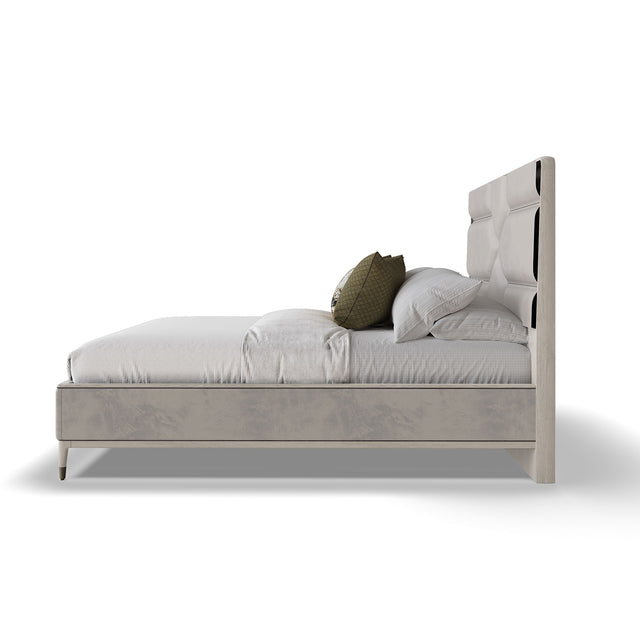 Diletta King Size Bed 5ft Stone Sand Velvet