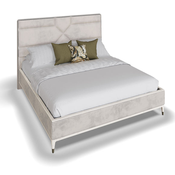 Luxurious 6ft Diletta Super King Size Bed: Stone Sand Velvet Upholstery for Elegance and Comfort