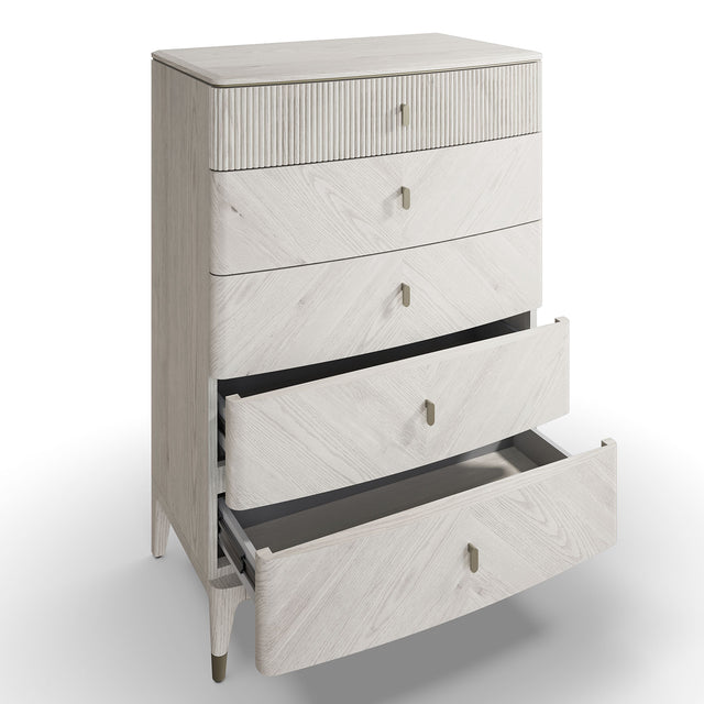 Diletta Tall Chest 5 Drawer Stone