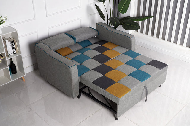 Aspen Sofa Bed Yellow Blue