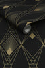 Statement Deco Geometric Black wallpaper on fibrous paper