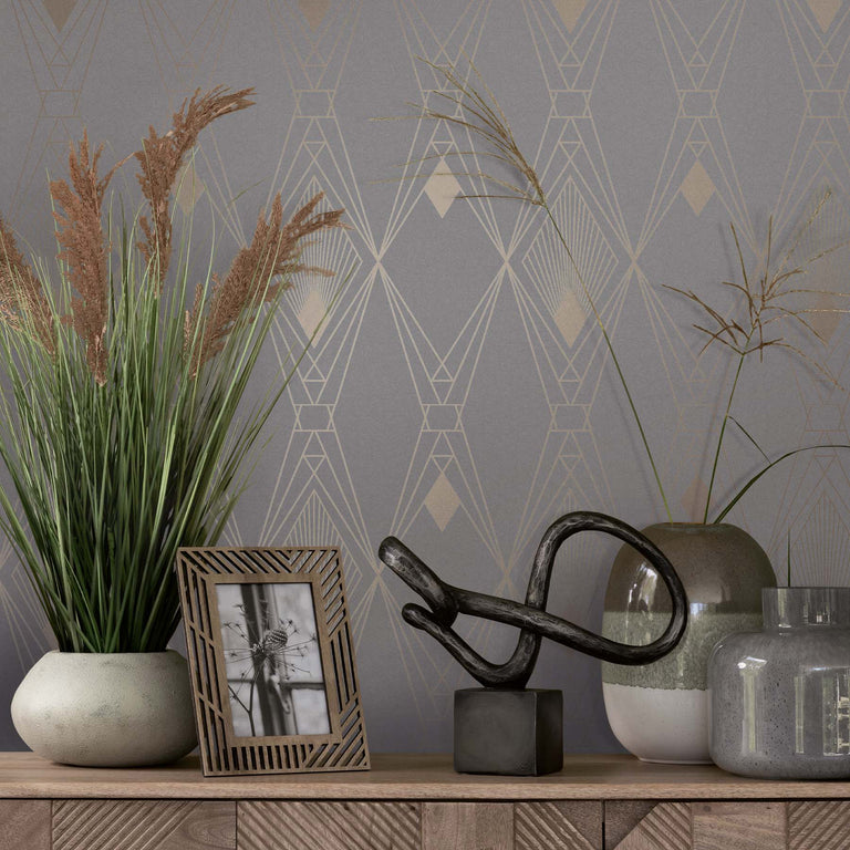 Next Wallpaper Deco Geometric Grey