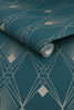 Elegant Deco Geometric Teal wallpaper featuring a bold teal background