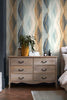 Stunning Abstract Ikat Orange wallpaper with terracotta and blue tones