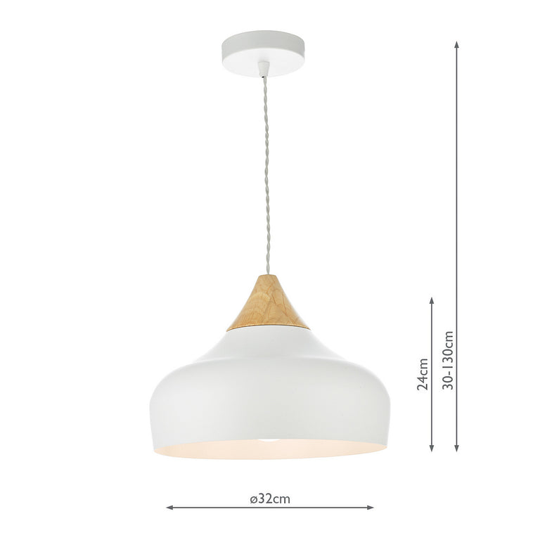 Gaucho Pendant Matt White and Natural Wood - Lighting Collection