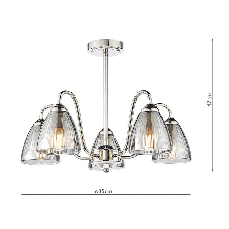 Glynis 5 Light Chandelier Polished Nikel
