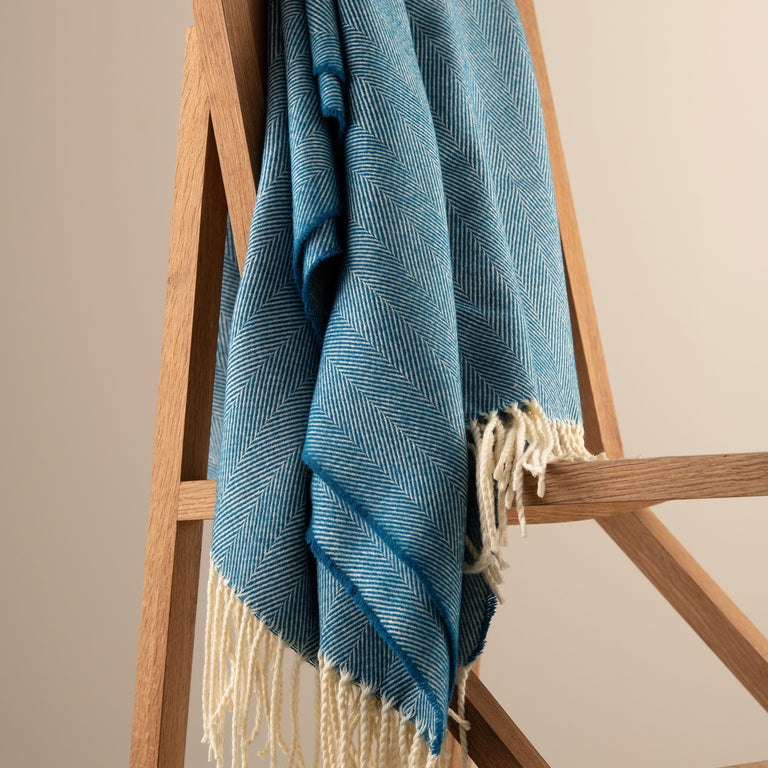 Herringbone Throw Atlantic Blue
