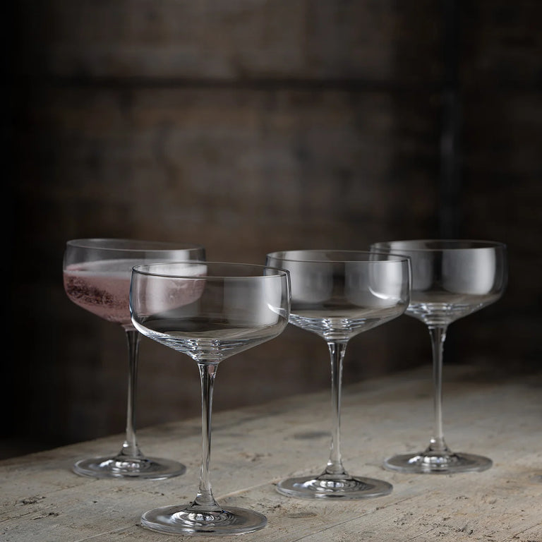 Galway Crystal Tivoli Glass Set of 4 Cocktail Martini Glasses – Contemporary Glassware Collection