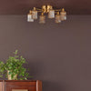 Hilaria six light flush ceiling light in antique gold with amber ribbed glass - view 4