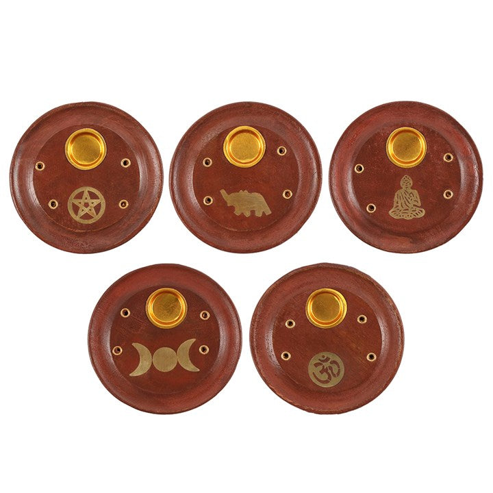 Round Wooden Incense Ash Catcher Assortment