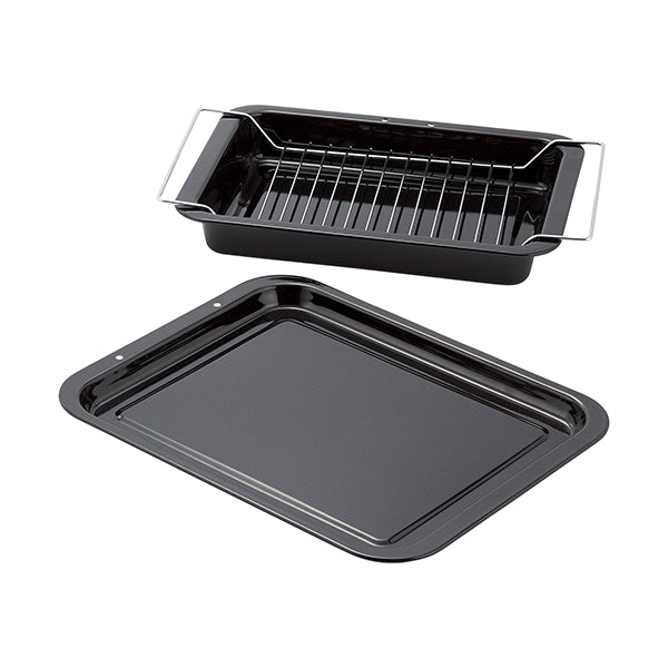 Judge Essentials Enamel Oven Tray Set Granite 2 Piece with Grill Rack, Durable Kitchen Bakeware for Even Cooking
