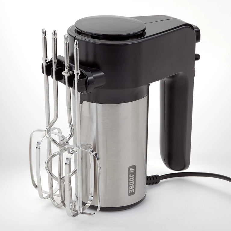 Judge Electricals Twin Blade Hand Mixer, 400W 5-Speed Kitchen Mixer with Turbo, Stainless Steel Blades, Whisks & Dough Hooks