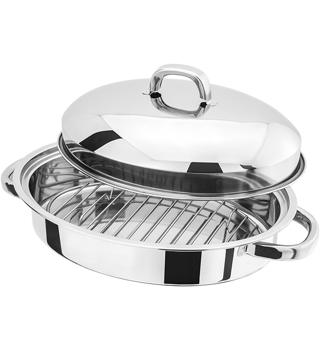 Judge Oval Stainless Steel Roasting Pan with Rack – Durable Oven Roasting Pan with Handles & Versatile Cooking Use