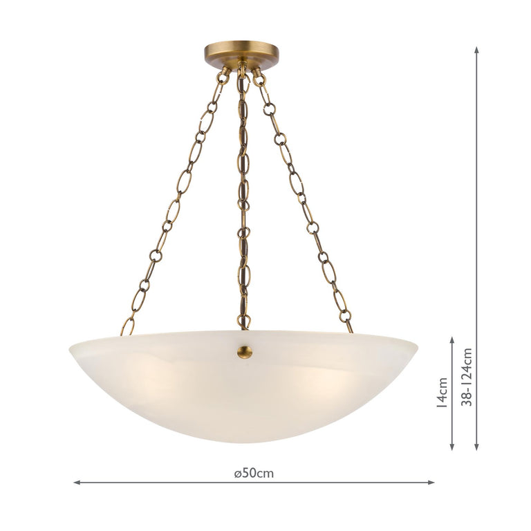 Keita 3 Light Pendant Antique Bronze with Alabaster Glass