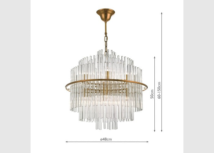 Lukas 13 Light Pendant Antique Gold with Clear Glass – Statement Ceiling Lighting for Dining Rooms & Living Spaces