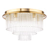 Lukas six light flush ceiling light in antique gold with glass shades - view 2