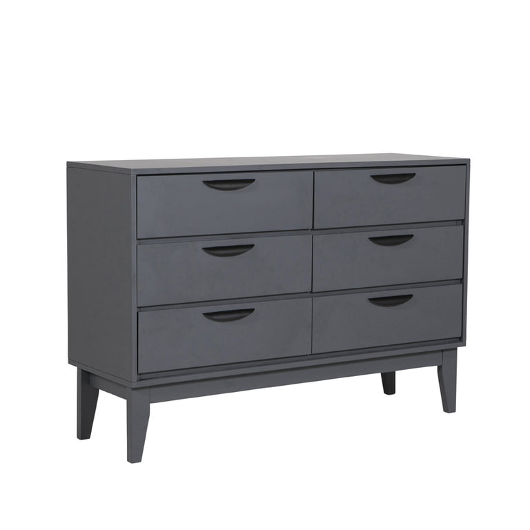 Luna Dressing Chest 6 Drawer Dark Grey