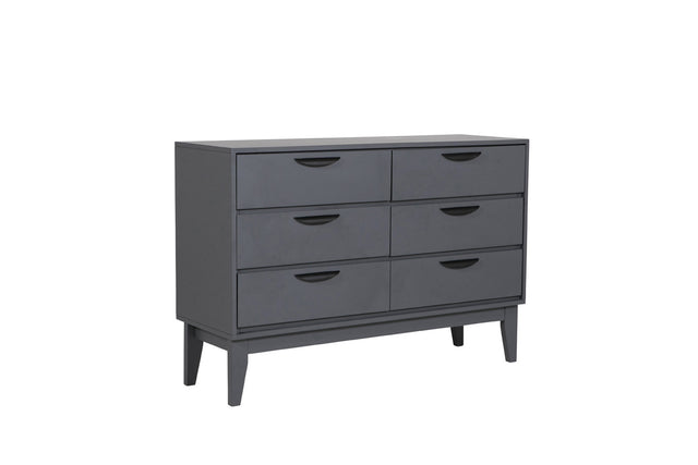 Luna Dressing Chest 6 Drawer Dark Grey