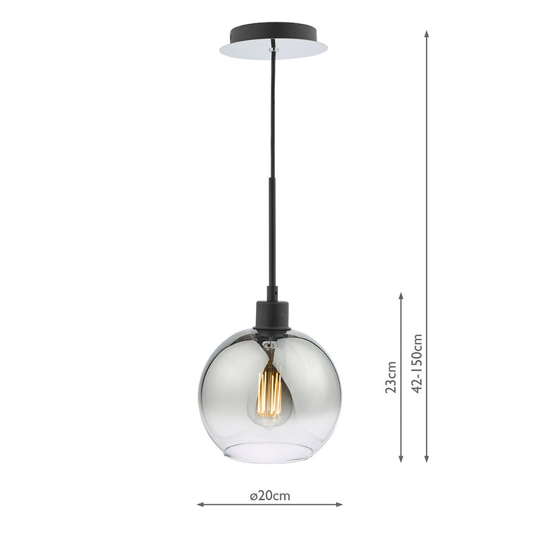 Lycia Pendant Matt Black and Smoked Ombre Glass