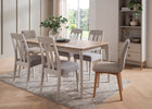 Baobab Extendable Dining Set – 2m Oak Extendable Dining Table with 6 Scandi Padded Chairs, Modern Dining Room Furniture Set