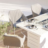 Elevate your outdoor experience with the Santorioni Dining Garden Set, featuring a white table and light grey chairs