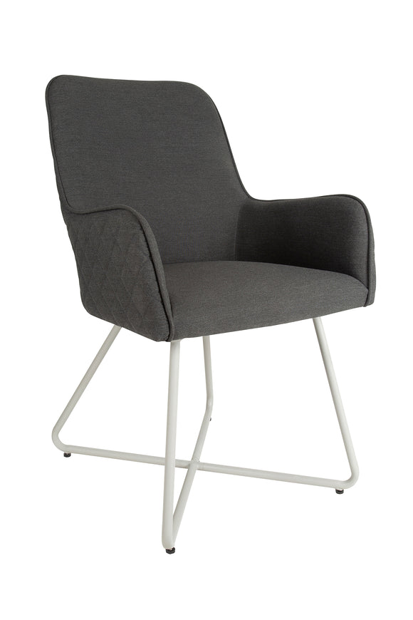 The Santorini Garden Dining Chair B in Dark Grey adds elegance to any outdoor dining area.