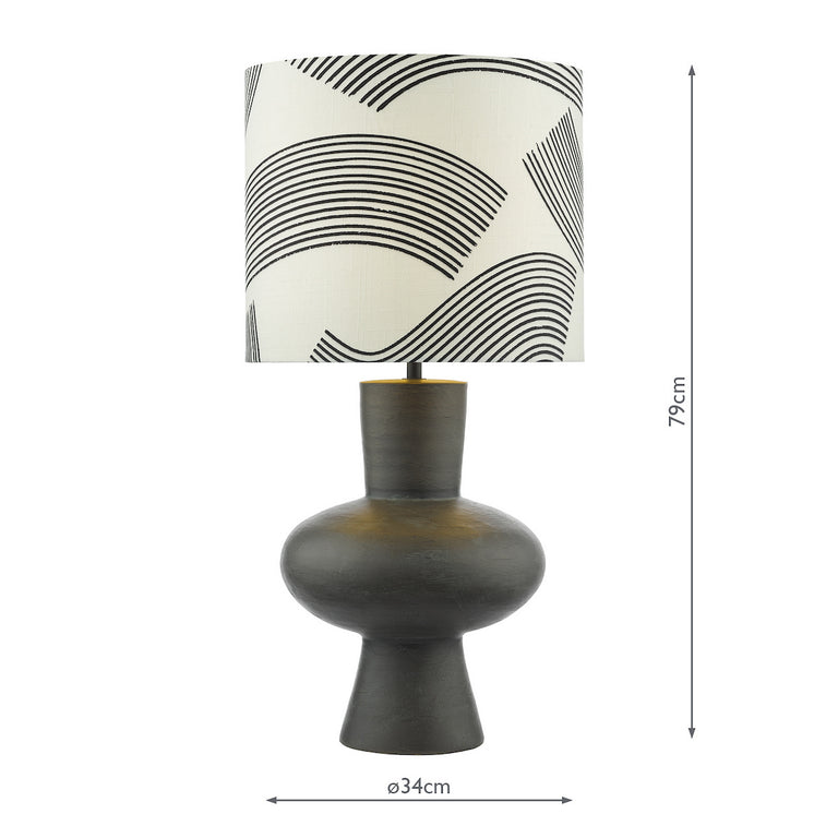 Miho Resin Table Lamp Black with Cream Linen Cylinder Shade for Modern Home Decor
