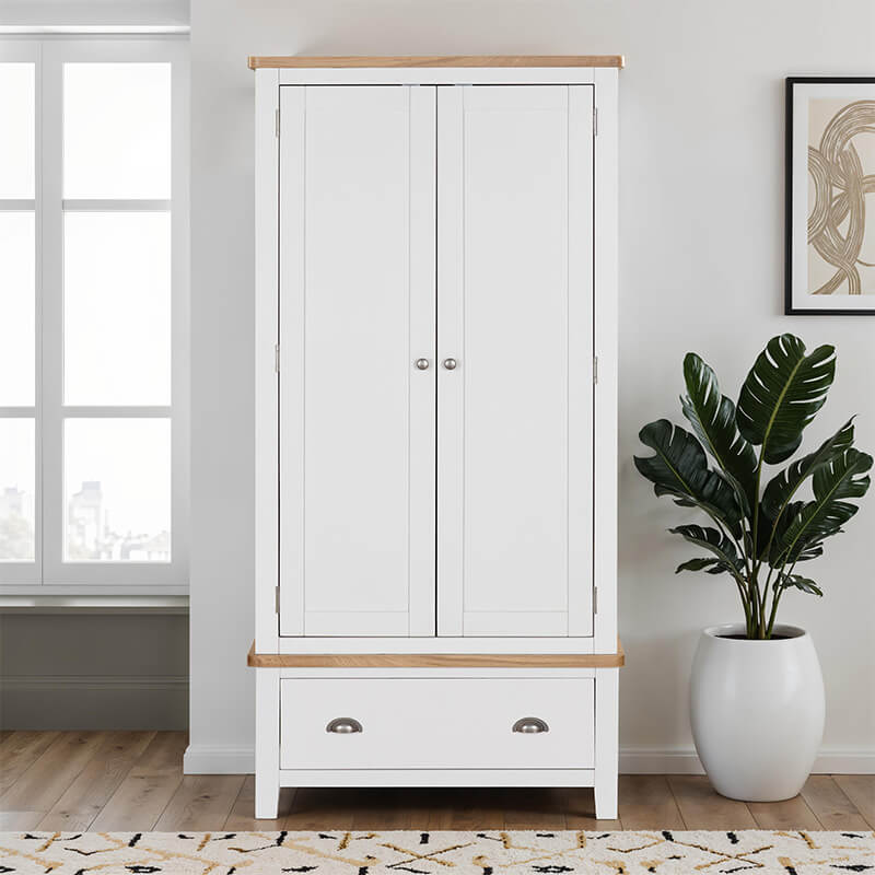 Three-door oak wardrobe