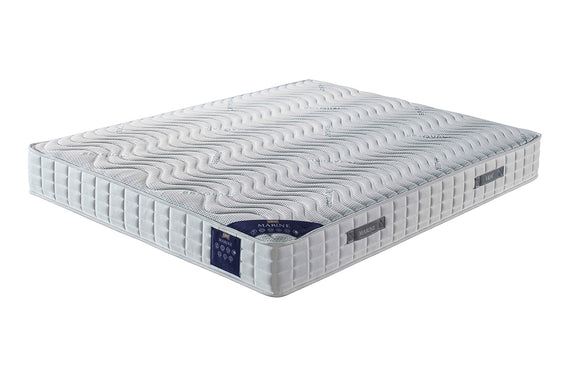  the Marine 4'6ft Double Mattress, showcasing its plush comfort and luxurious design. The mattress features a quilted surface with soft padding, providing a cozy and inviting sleep environment. Its double size is perfect for accommodating two individuals or offering extra space for a single sleeper.