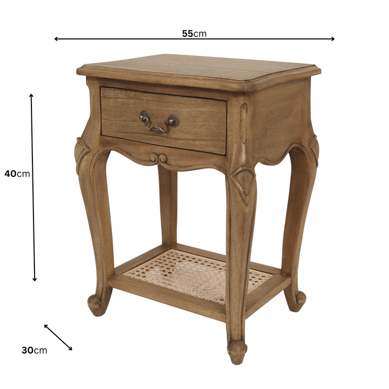 Monte Cristo 1 Drawer Bedside Table