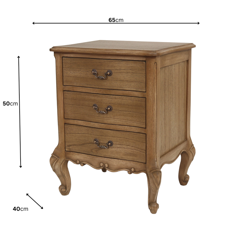 Monte Cristo 3 Drawer Bedside Table