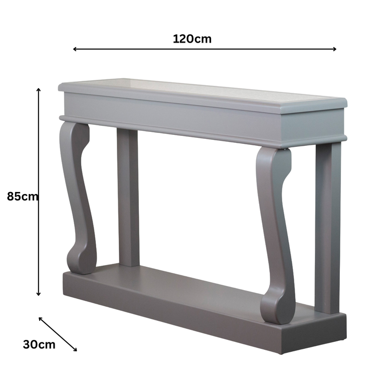 Scroll Console Table 120cm – Antique Mirror Mink Finish