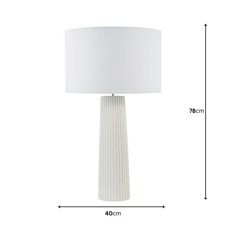 Myla Ceramic Table Lamp White with Linen Drum Shade for Home Decor Lighting Collection