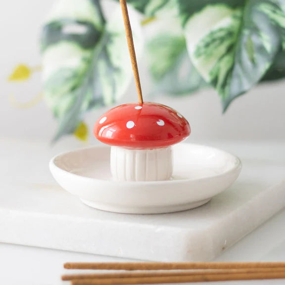 Mushroom Ceramic Incense Stick Holder  – Cute Decorative Ash Catcher for Home Decor