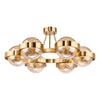 Ophira six light semi flush ceiling light in antique gold with amber ribbed glass - view 2